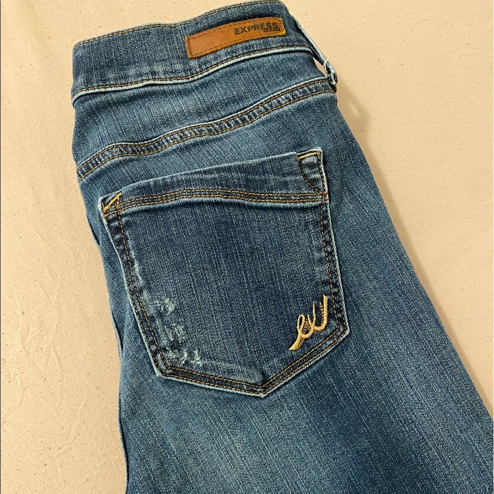 Express Denim Jeans size 6s Legging mid rise - Picture 2 of 7